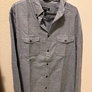 Express Men's Blue Button-Up Shirt